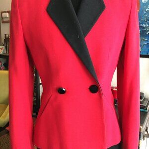 ilie Wacs Red wool crepe Tuxedo Jacket